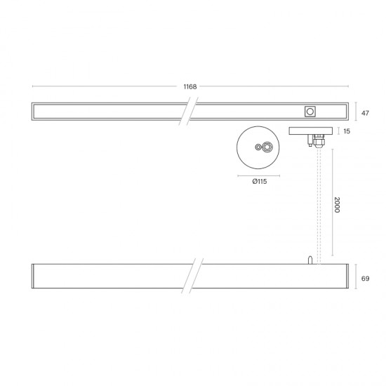 9588-006 Black LED Linear Profile - Temperature Colour Changing