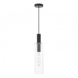 73204-003 Black Pendant with Ribbed Clear Glass