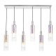 73209-003 Satin Silver 6 Light over Island Fitting with Ribbed Multicolour Glasses