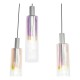 73209-003 Satin Silver 6 Light over Island Fitting with Ribbed Multicolour Glasses