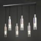 73209-003 Satin Silver 6 Light over Island Fitting with Ribbed Multicolour Glasses