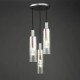 73211-003 Satin Silver 3 Light Cluster Pendant with Ribbed Multicolour Glasses