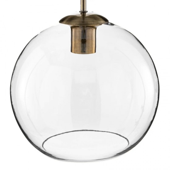 54933-006 - Free LED Big Globe Bulb Included - Antique Brass Globe Pendant ∅ 30 cm