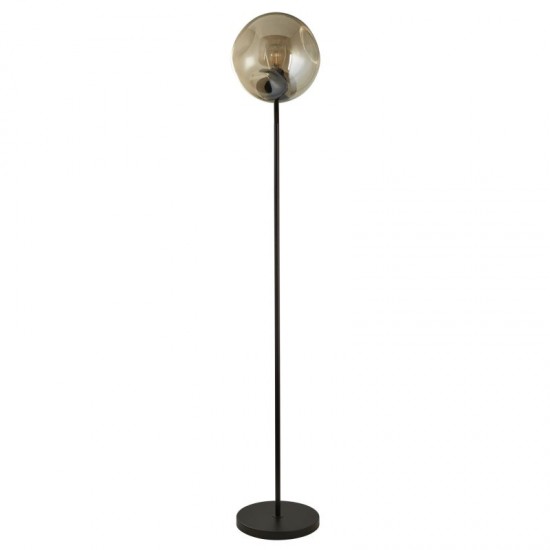 71907-006 Black Floor Lamp with Amber Dimpled Glass