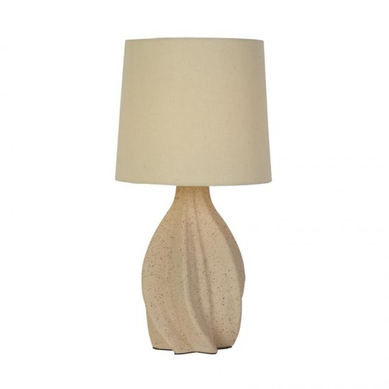 75474-006 Cream Ceramic Table Lamp with Natural Linen Shade