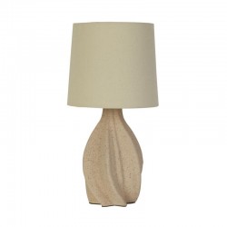 75474-006 Cream Ceramic Table Lamp with Natural Linen Shade