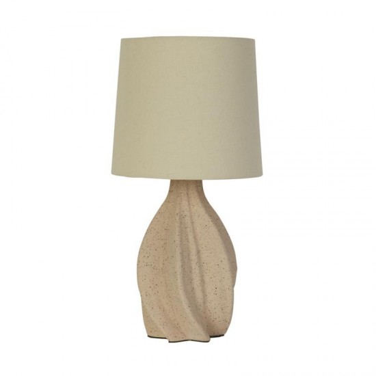 75474-006 Cream Ceramic Table Lamp with Natural Linen Shade