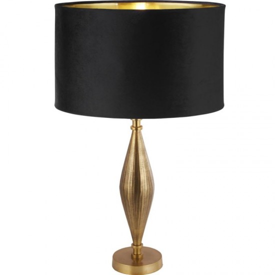 72162-006 Antique Brass Table Lamp with Black Velvet Shade