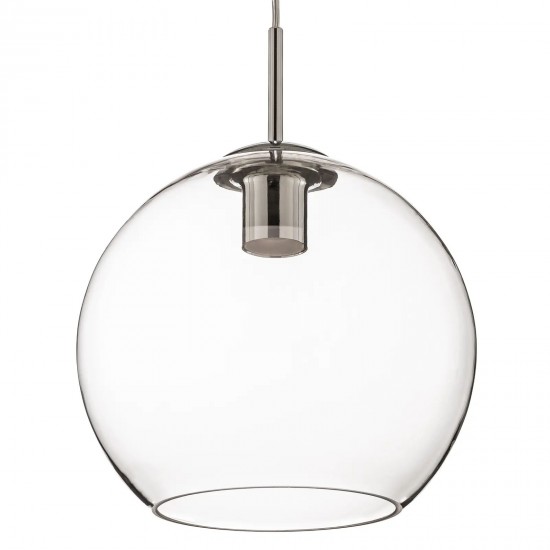20948-006 Free LED Globe Bulb Included | Transparent Glass with Chrome Globe Pendant ∅ 30 cm