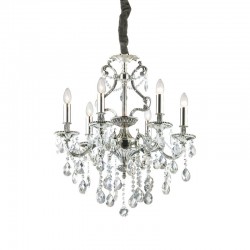 10123-007 Antique Silver 6 Light Chandelier with Crystal 10123-007 Antique Silver 6 Light Chandelier with Crystal