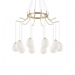 56395-007 Satin Brass 10 Light Centre Fitting with White Glasses 56395-007 Satin Brass 10 Light Centre Fitting with White Glasses