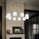 56395-007 Satin Brass 10 Light Centre Fitting with White Glasses