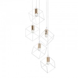 59940-007 White & Satin Brass 5 Light Cluster Pendant