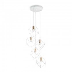 59940-007 White & Satin Brass 5 Light Cluster Pendant