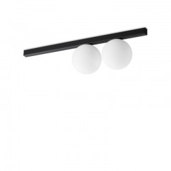 72273-007 Black 2 Light Flush with White Glass Globes 72273-007 Black 2 Light Flush with White Glass Globes