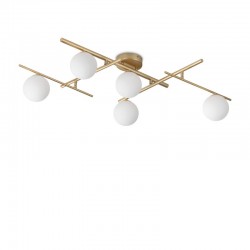 72245-007 Gold 5 Light Semi Flush with Opal Glasses