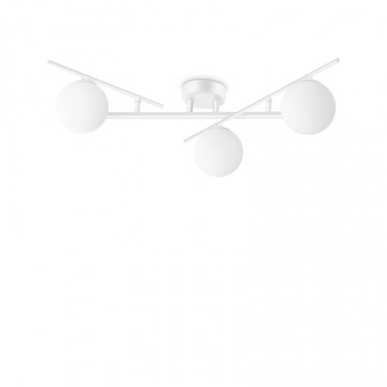 72240-007 White 3 Light Semi Flush with Opal Glasses