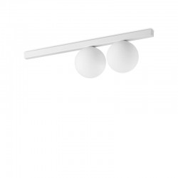 72272-007 White 2 Light Flush with White Glass Globes 72272-007 White 2 Light Flush with White Glass Globes