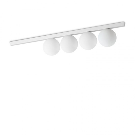 72275-007 White 4 Light Flush with White Glass Globes