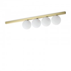 72277-007 Brushed Brass 4 Light Flush with White Glass Globes 72277-007 Brushed Brass 4 Light Flush with White Glass Globes