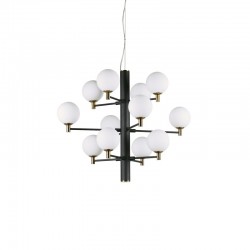 56302-007 Matt Black & Brass 12 Light Centre Fitting