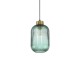 60046-007 Satin Brass Pendant with Green Ribbed Glass