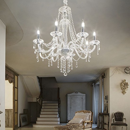 43821-007 Chrome 8 Light Chandelier with Crystal 43821-007 Chrome 8 Light Chandelier with Crystal