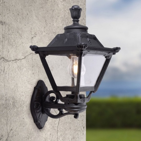 60544-008 Marine Grade Black Lantern Wall Lamp