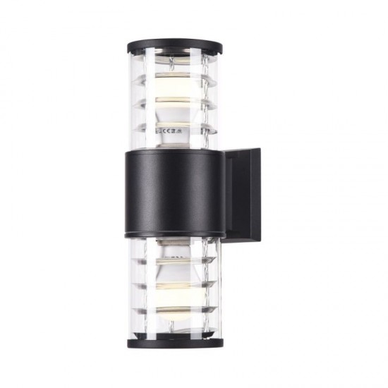43662-045 Outdoor Black Wall Lamp with & Clear Glass