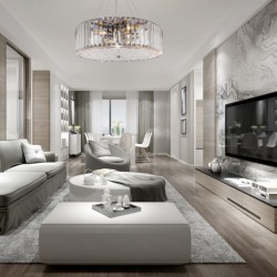 62466-045 Chrome 8 Light Pendant with Crystal & Decorative Diffuser