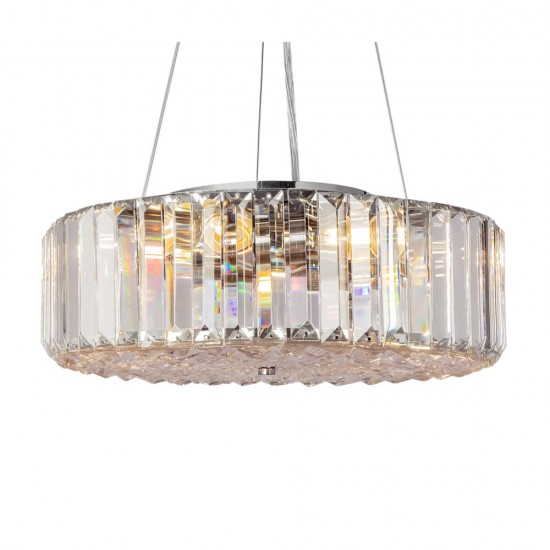 62467-045 Chrome 6 Light Pendant with Crystal & Decorative Diffuser