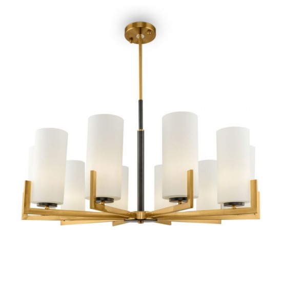 62487-045 Brass 10 Light Centre Fitting with White Glasses
