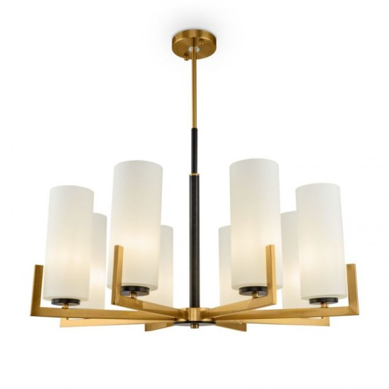 62488-045 Brass 8 Light Centre Fitting with White Glasses