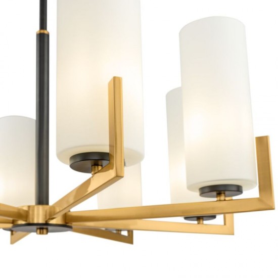 62488-045 Brass 8 Light Centre Fitting with White Glasses