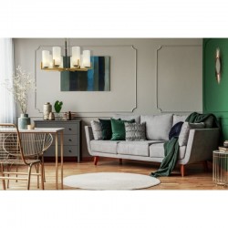 62489-045 Brass 6 Light Centre Fitting with White Glasses