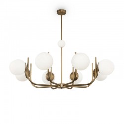 62509-045 Brass 8 Light Centre Fitting with White Glasses