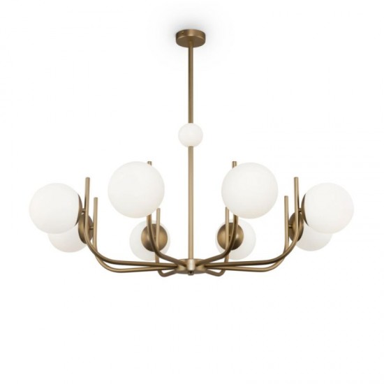62509-045 Brass 8 Light Centre Fitting with White Glasses