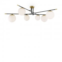 62513-045 Black & Gold 6 Light Ceiling Lamp with White Glasses 62513-045 Black & Gold 6 Light Ceiling Lamp with White Glasses