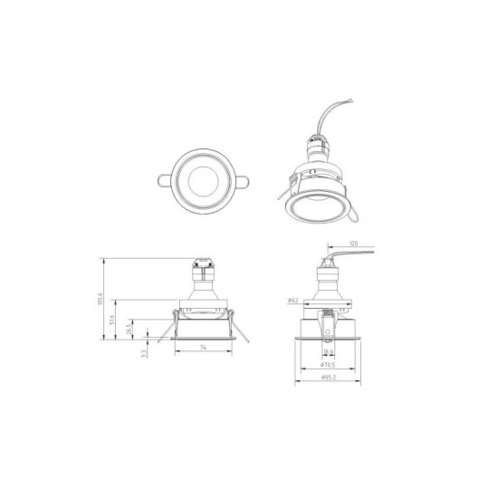 63925-045 White & Gold Recessed Downlight Ø 8.6 cm