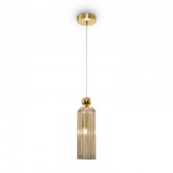 65465-045 Gold Pendant with Amber Ribbed Glass 65465-045 Gold Pendant with Amber Ribbed Glass