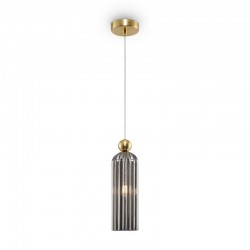 65466-045 Gold Pendant with Mirrored Ribbed Glass