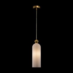 65467-045 Gold Pendant with Frosted Ribbed Glass