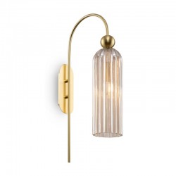 65468-045 Gold Wall Lamp with Amber Ribbed Glass 65468-045 Gold Wall Lamp with Amber Ribbed Glass