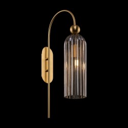 65468-045 Gold Wall Lamp with Amber Ribbed Glass