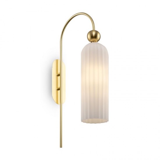 65470-045 Gold Wall Lamp with Frosted Ribbed Glass