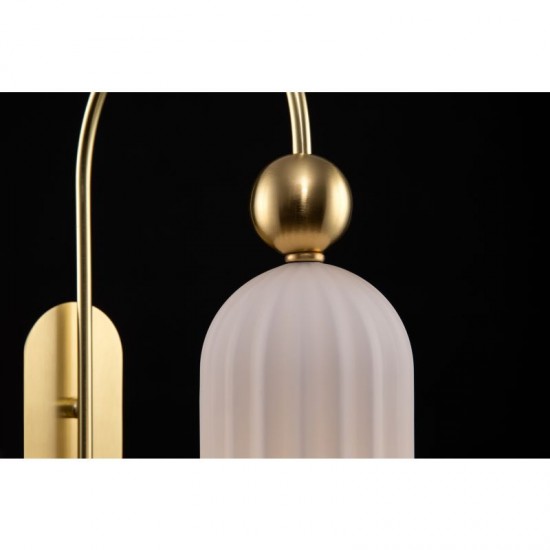 65470-045 Gold Wall Lamp with Frosted Ribbed Glass