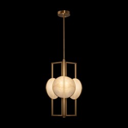65501-045 Gold 3 Light Centre Fitting with Natural Stone