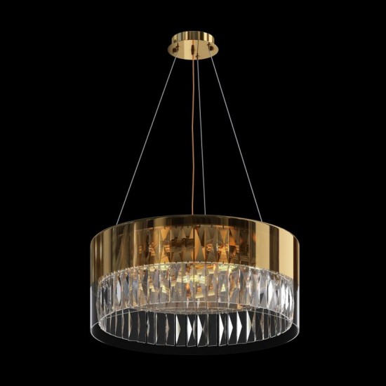 65517-045 Gold 6 Light Pendant with Glass & Crystal