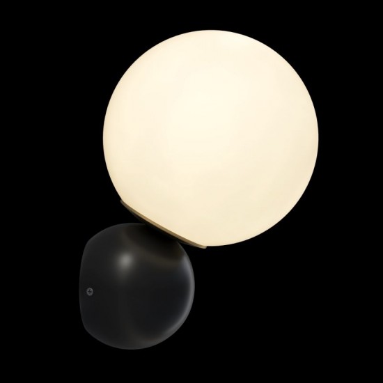 65523-045 Black & Gold Wall Lamp with White Glass
