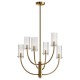 65545-045 Brass 6 Light Centre Fitting with Ribbed Glass